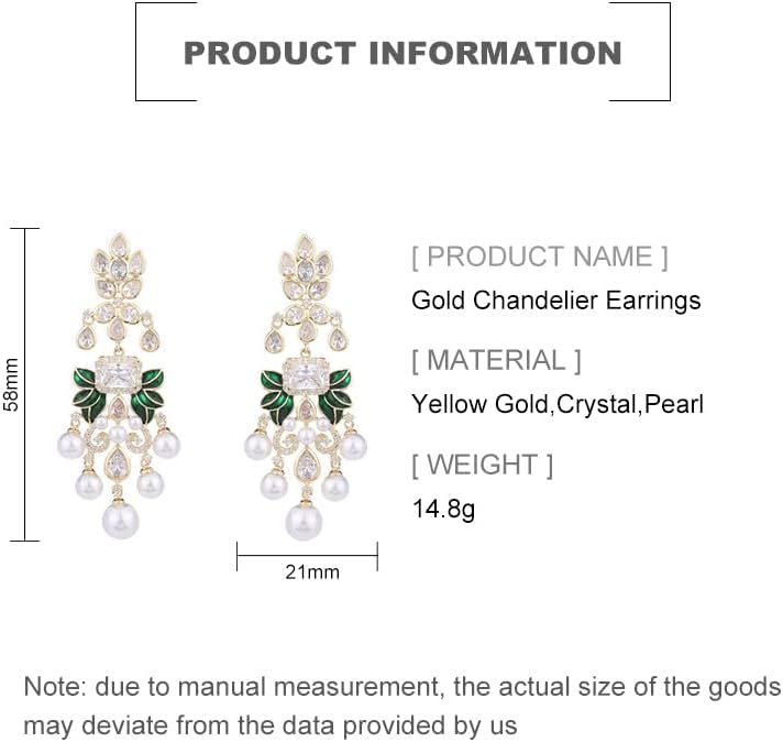 Vista 2 de Aretes colgantes de perlas de cristal de oro de 14 quilates para mujer, diseño floral de perlas de agua dulce y borla de moissanita, regalo