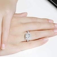 Vista 3 de Jude Jewelers Anillo de compromiso de boda de diamantes de imitación CZ de corte princesa chapado en platino de 4 quilates