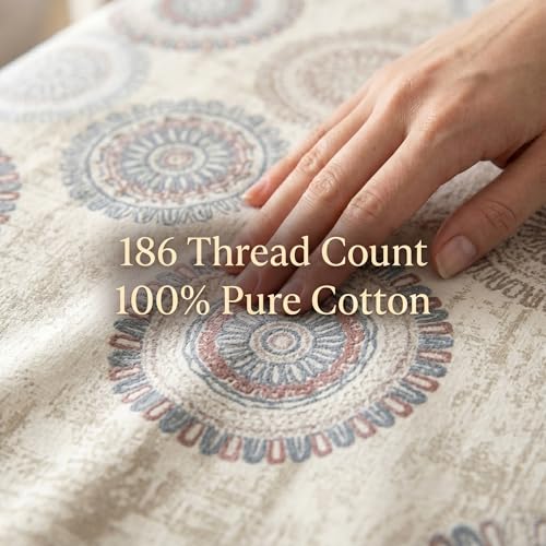 Image of Mafatlal 186 TC Spring Glory Graceful Pure Cotton Single Flatsheet (60 x 90 Inch) | Breathable Summer Comfort | Wrinkle-Free Floral Bedsheet with 1 Pillow Cover, Floral White
