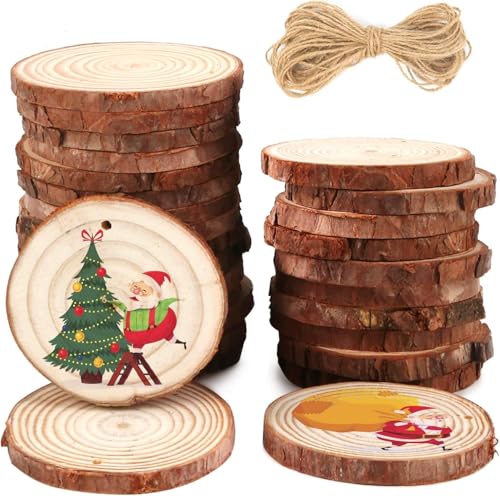 VGOODALL Holzscheiben, 36 Stück 7-8 cm Runde Holzscheiben mit Loch...