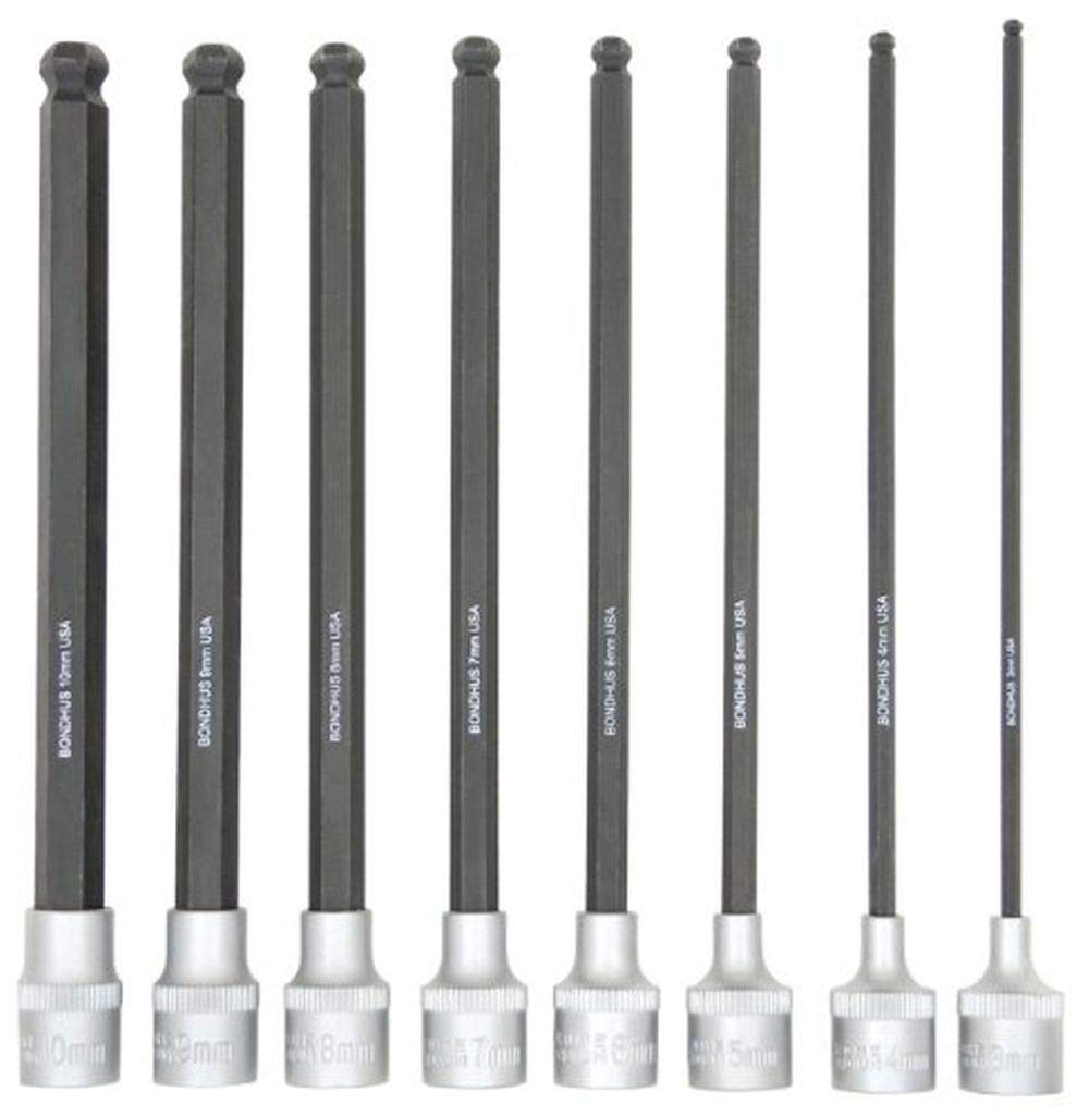 Bondhus PHBX8M/S-6 3 mm to 10 mm, 6-Inch Long, Ball End ProHold Socket Bits and Sockets
