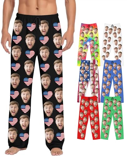 Custom Pajama Pants for Men/Boyfriend/Dad Personalized Pj Pants with Photo Customized Funny Face Pants Gifts