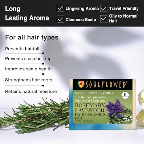 Image of Soulflower Shampoo Bar Rosemary Lavender And Jojoba, 150g