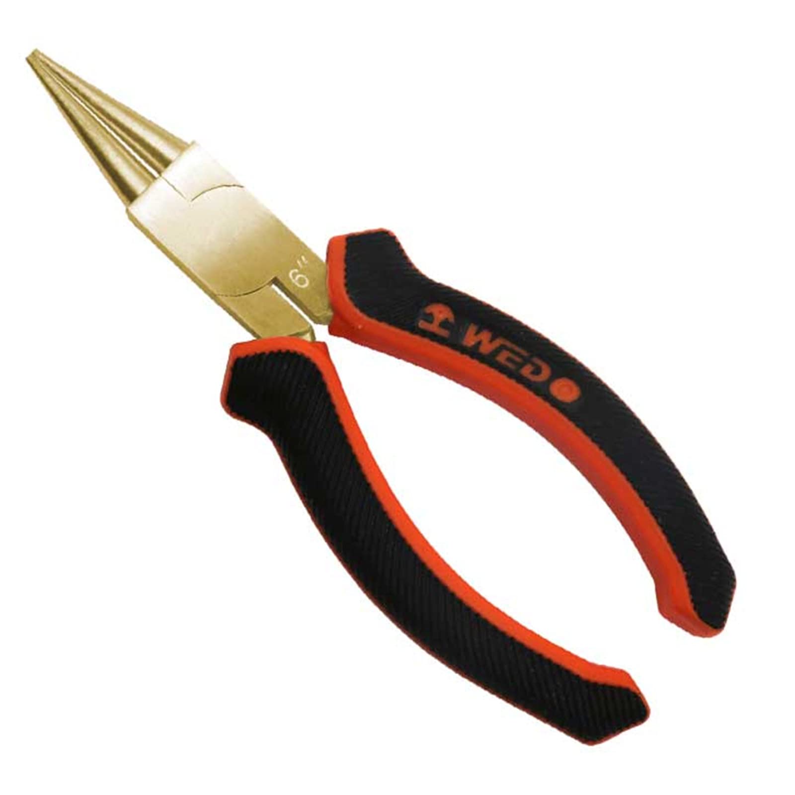 WEDO Alicates de punta redonda sin chispas, alicates de punta larga de seguridad sin chispas, bronce de aluminio, estándar DIN, certificado BAM y FM, 6 pulgadas, 150 mm