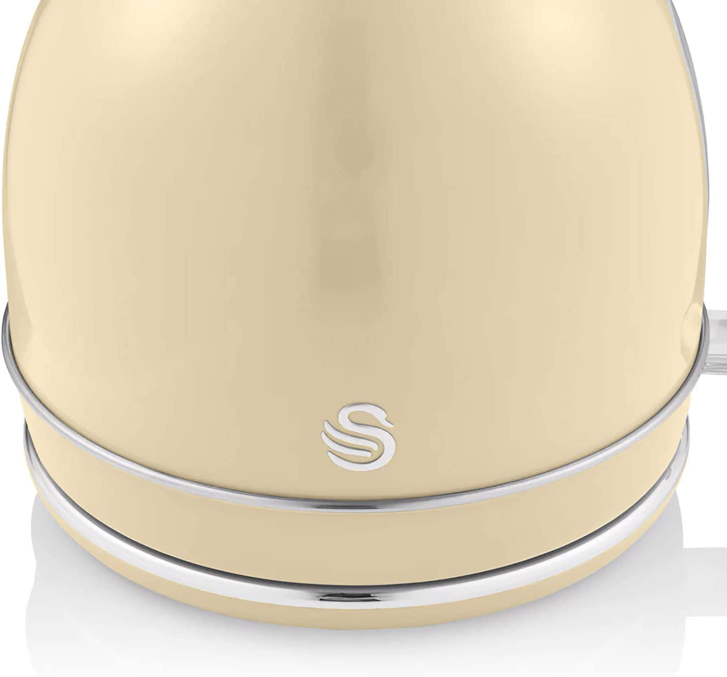 Swan Retro Bollitore Elettrico 1,8 Litri, Design Vintage, Spegnimento Automatico Controllore Strix, Senza Fili, Acciaio Inossidabile, senza BPA, 3000 W, Crema