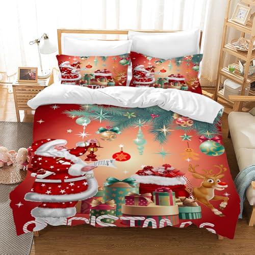 JEFFEL Weihnachts Bettbezug, Weihnachtsmann Bettwäsche Set, High...