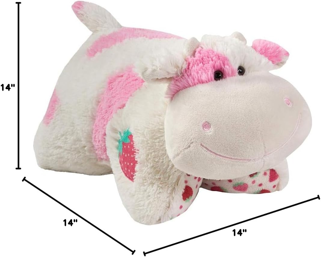 Pillow Pets 30” Jumboz Sweet Scented Strawberry Milkshake Cow Stuffed Animal Plush Toy - Image 8