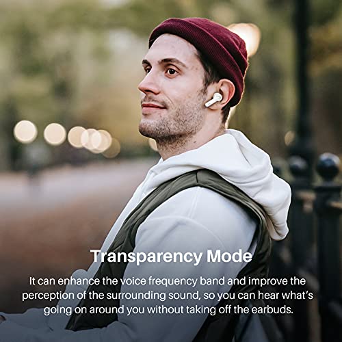 Tozo Nc2 Hybrid Active Noise Cancelling Wireless Earbuds, In-Ear Detection Headphones, Ipx6 Waterproof Bluetooth 5.2 Stereo Earphones, Immersive Sound Premium Deep Bass Headset, White #TOP6