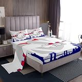 Erosebridal Football Bedding Full,Sports Fans Bed Sheets Set for Kids Boys Girls,Football Team Bed Sets,Rugby Flat Fitted Sheet with 2 Pillowcases