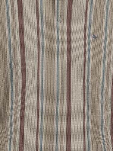 Image of BULLMER Striped Textured Printed Polo Neck Fullsleeve T-Shirt with Rib for Men