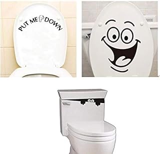 3pcs Combo Washroom Room WC Toilet Seat Stickers Put ME Down Monster Smiley Face Wall Art Decal Sticker Funny Kids Potty Training