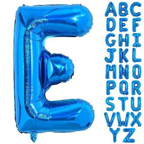 Grand Ballon Bleu E - Lettre de 40 Pouces en Hélium, Feuille d'Aluminium Film Polyester pour Fête d'Anniversaire et Saint-Valentin - Articles Décoratifs