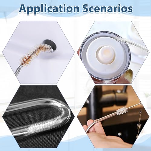 2er Set Flexible Abflussbürste 138cm Multifunktionale Reinigungsbürste Schlauchbürste Abflussreiniger Spirale Abfluss, Kühlschrankbürste, Lange Bürste für Rohre mit Schmalem Abflussloch