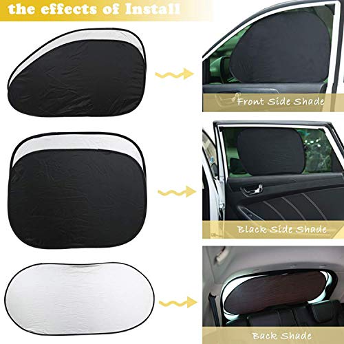 XBRN 6 Pcs Car Windshield Sunshade UV Protector Folding Silvering,Car Window Sun Shade Visor Shield Cover, Sun Shade UV Reflector, Keeps Vehicle Cool, Sun Protection for Baby Auto Car SUV - Thumbnail 5