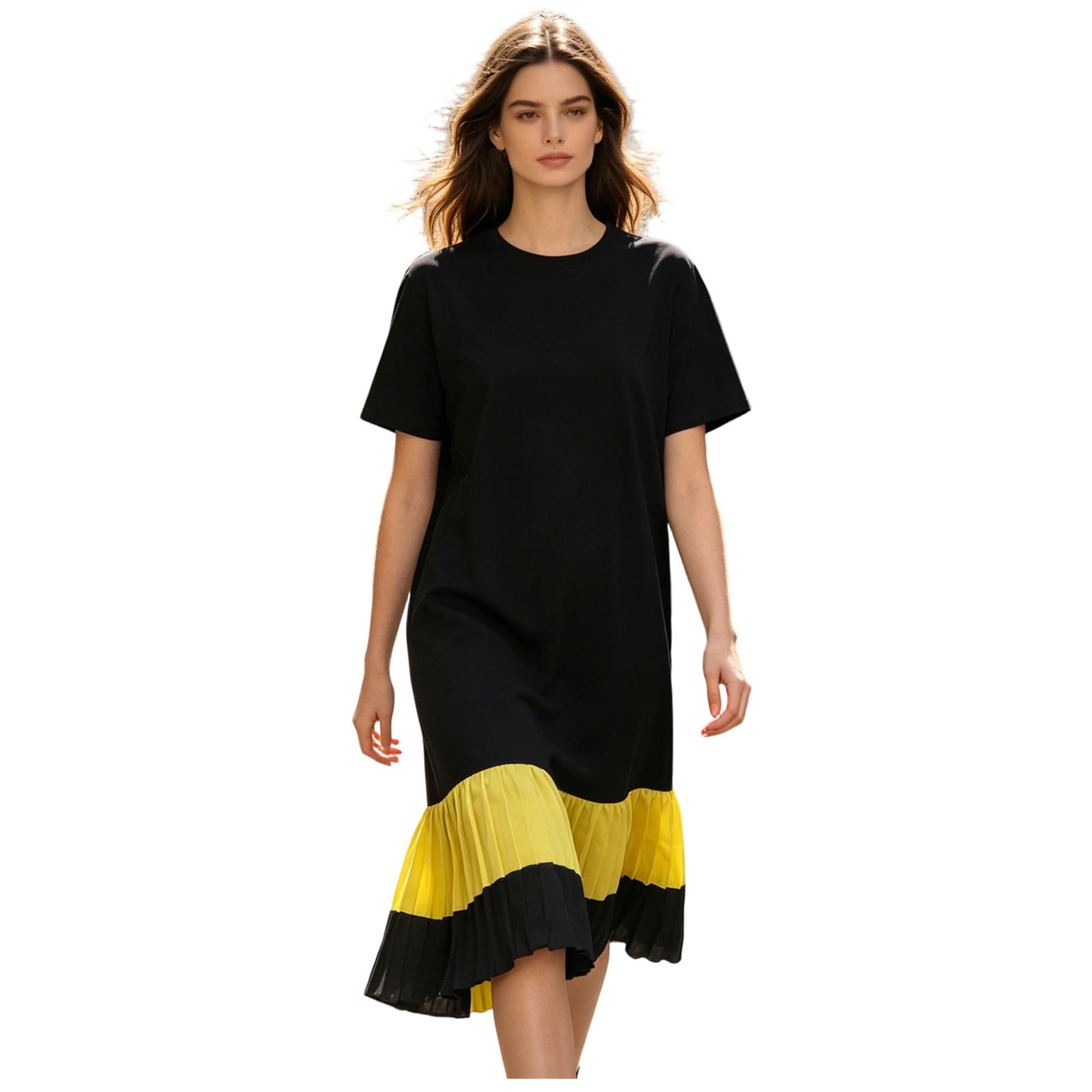 Vestidos Verano Mujer Vestidos Verano Mujer Largos, Lino Natural Silueta Recta para Viajar Uso Diario Vestido De Fiesta Mujers Elegantes Vestido Tejido Elástico Frío