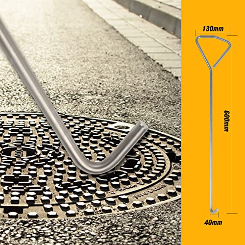 MaxAwe 2 Stk 60cm Edelstahl Kanaldeckelheber, Kanalhaken Schachthaken Gullihaken Schachtdeckelhaken Schachtdeckelheber Kanaldeckelheber Haken Für Kanaldeckel