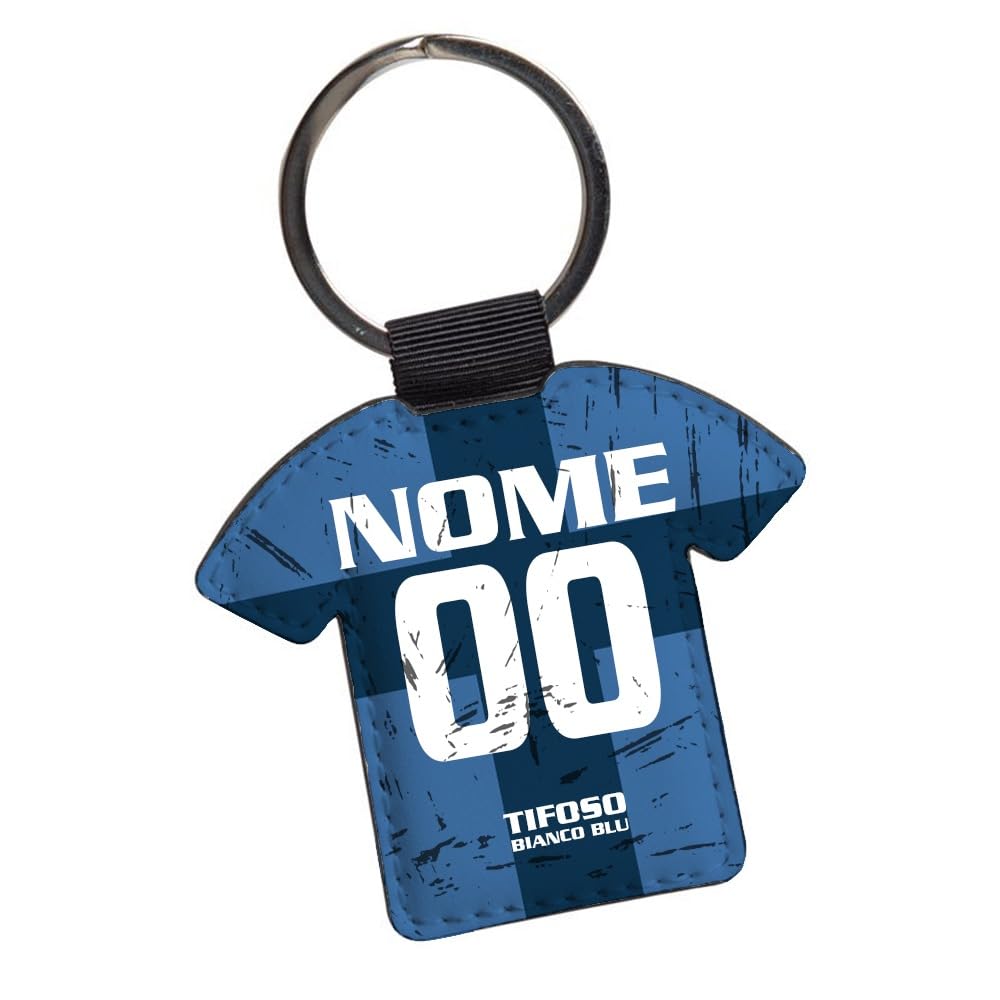 Generico Portachiavi Personalizzato Tifoso Calcio Serie A Tifoso Milanista Interista Napoletano Personalizzata con nome e numero Misura 7 CM in Ecopelle FRONTE E RETRO Sublimatica (Tifoso Como)