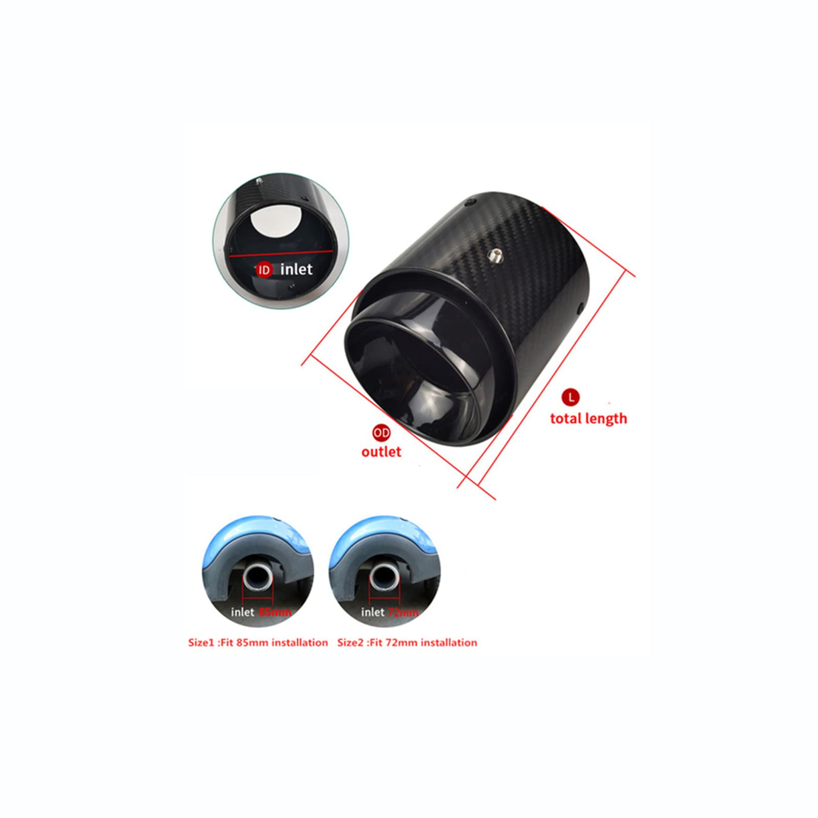 1 Paar Auto Schwarz Glänzend Kohlefaser Auspuff Endrohre, Für Mini Cooper F54 F55 F56 F57 F60 R55