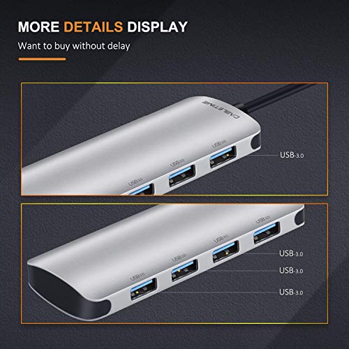 Image of Tobo Type C to 4 Port USB Port 3.0 Portable Data Hub Compatible with Mac-Book Pro USB Flash Drives and Other Type c Devices.