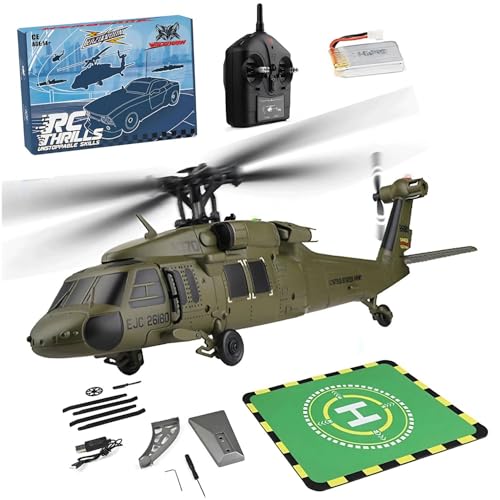 Razordon K170 Black Hawk RC Helicopter, 2.4G 4CH Flybarless 170 Size RC Helicopter, 6-Axis Gyroscope Altitude Hovering with Display Stand and Apron Takeoff Landing Pads (RTF Version)