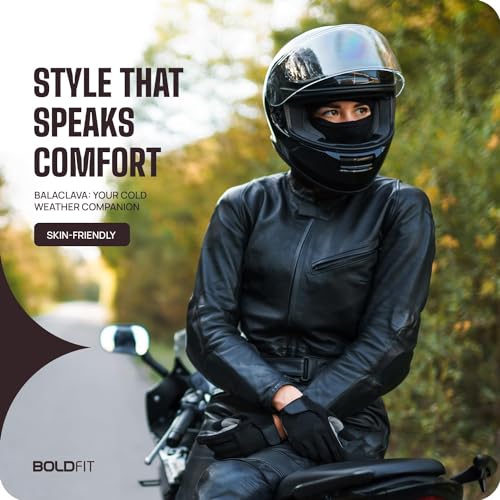 Image of Boldfit face mask for Bikers Full face mask for Bikers Helmet Head Cover Balaclava for Men Bike Riding & Biker Head Cover for Helmet for Men Balaclava for Adult Black Masks for Bike Riding - Black