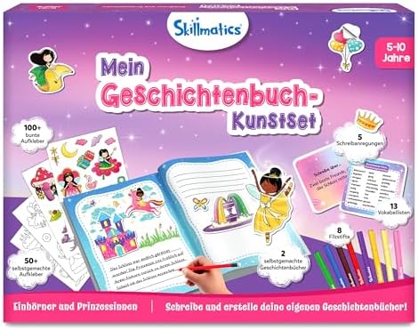 Skillmatics Geschichtenbuch Kunstset - Einhorn & Prinzessinnen | Schreiben & Erstellen Märchen Geschichten, Kreative Aktivität für Mädchen & Jungen, Geschenke für Kinder im Alter v