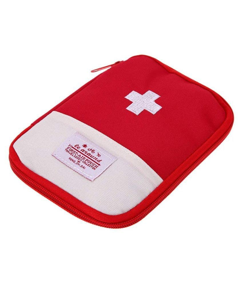 Oxford (1 Pack) Travel Mini First Aid Kit Bag, Portable Medicine Storage Bag Drug Packing Bag for Outdoor | Travel Pouch Medicine Storage Bag |, Red