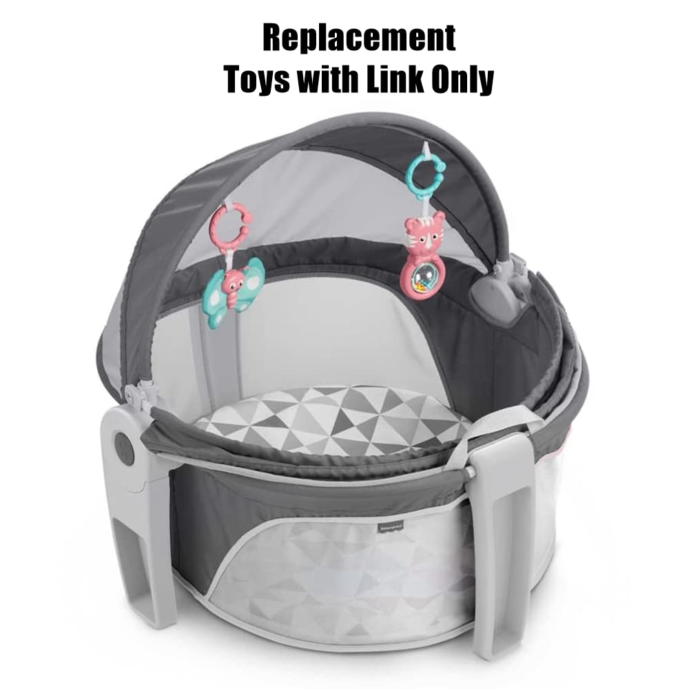 Replacement Parts for Fisher-Price On-The-Go Baby Dome - FVC25 - Replacement Butterfly and Lion Toy with Link