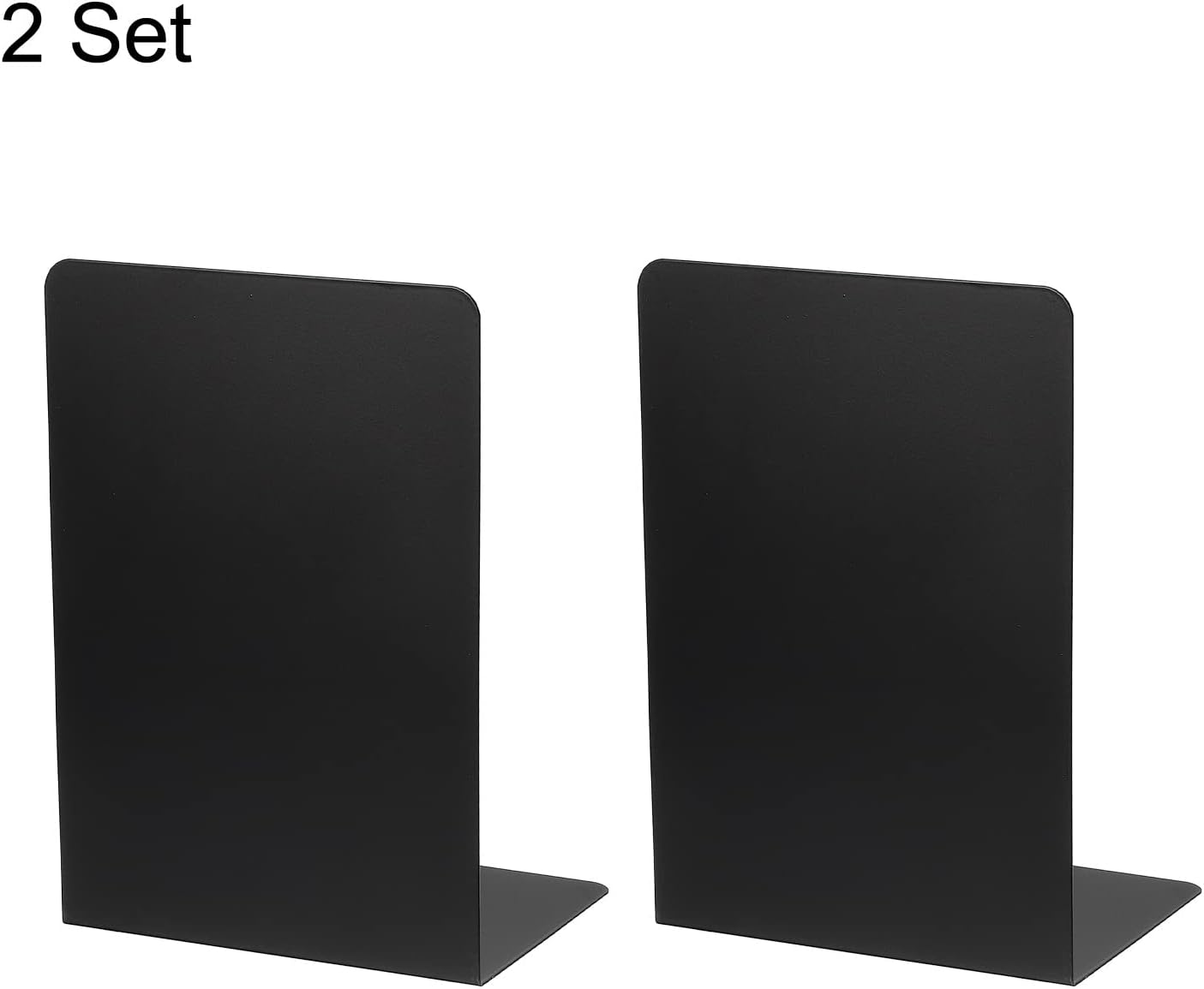PATIKIL Bookend, 2 Set Metal L-Shaped Desk Organizer Book Support Stand for Stationery Desktop Office Accessories, Black