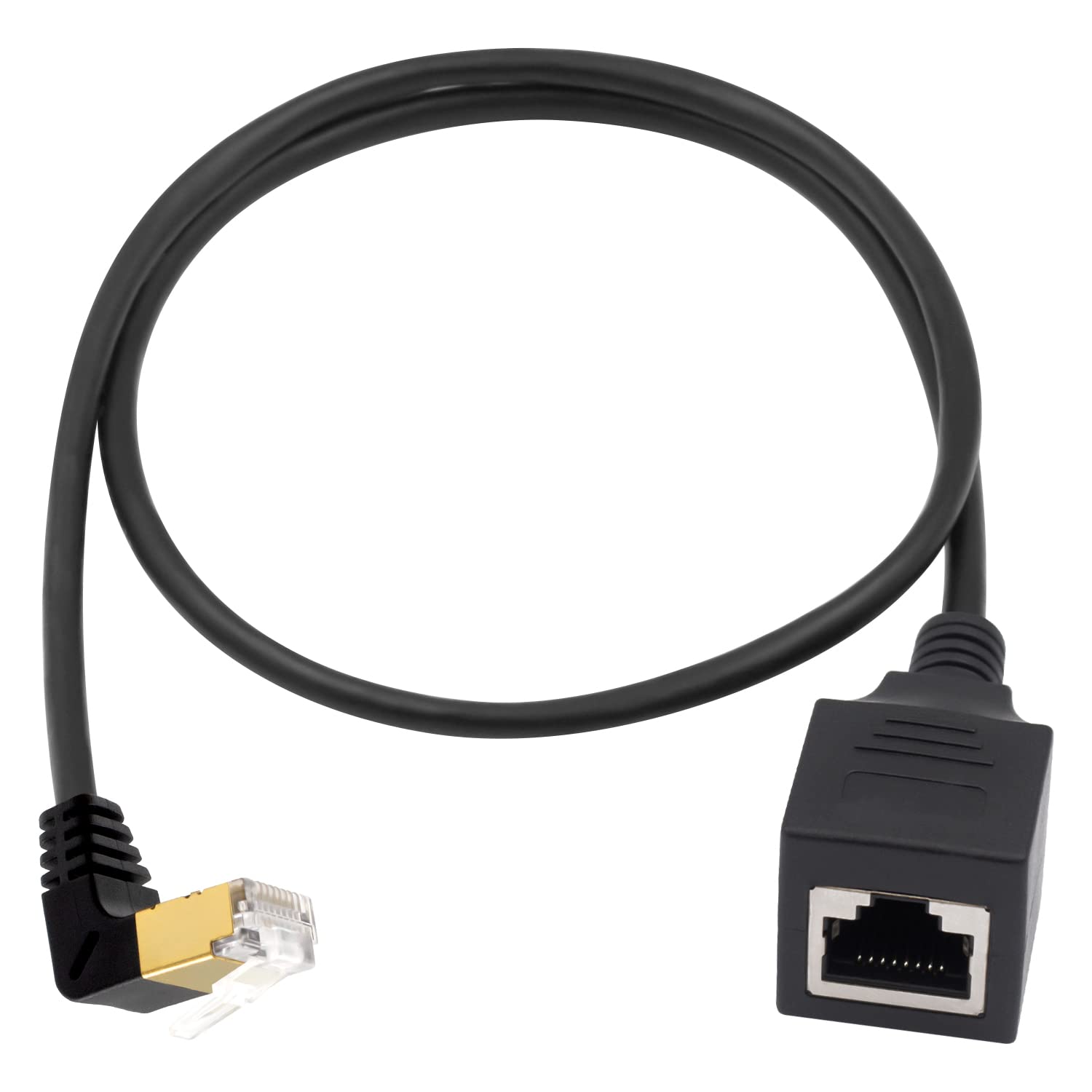 Duttek Câble Ethernet Cat8, 40 Gbit/s, 2000 MHz, RJ45 vers le haut mâle vers femelle, câble Ethernet RJ45, 8P8C, connecteur de câble réseau pour ordinateur portable, commutateur, PC de bureau, 0,5 m