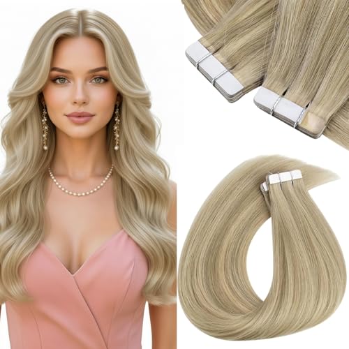 Image of Sunny Hair Tape in Extensions Golden Blonde Highlight Medium Blonde