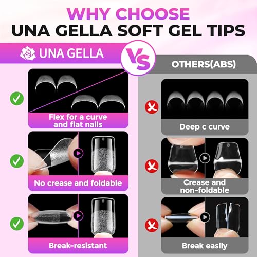 Image of UNA GELLA Short Square Gel Tips Nail Kit, Pre-Etched Nail Tips 120PCS