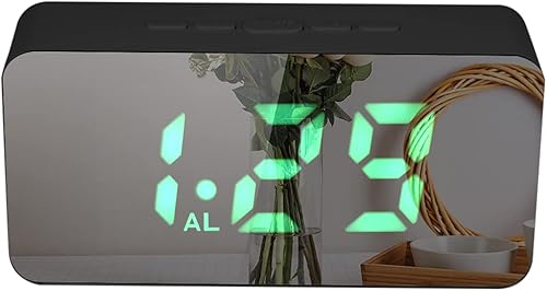 Reloj despertador de espejo LED RGB digital colorido por USBreloj termómetro de escritorio con iluminación ajustable 3 alarmas función de repetición