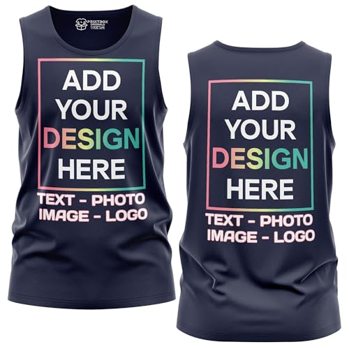 Customized Tank Tops for Men, Any Image Text Photo Logo, Custom Tank Top Shirts Singlet Black