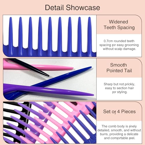 Set de 4 peines para peinar cabello unisex miniatura 6