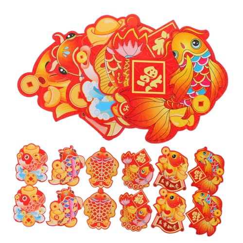 DIKACA 24個蛇年春節用赤い封筒 伝統的な新年シンボル入り 紙製マネーホルダー お年玉袋 大量パック 贈答用装飾封筒