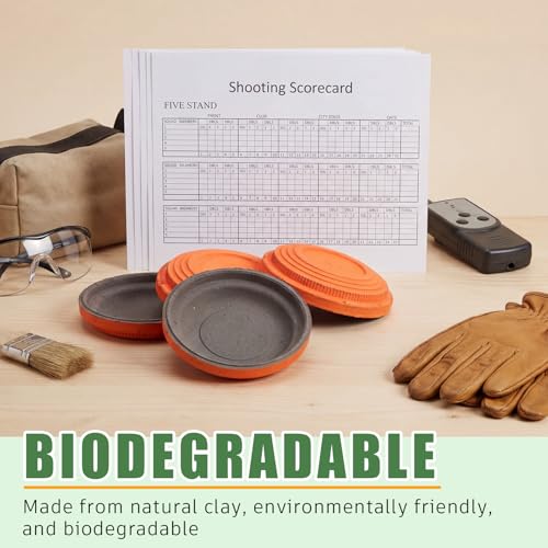 Silipull 100 Pcs Biodegradable Clay Pigeons, Standard 110mm Clay Targets Refill Skeet Targets Disks with 5 Scorecard, High-Visibility Target for Skeet & Trap Shooting, Practice Shattering Disc