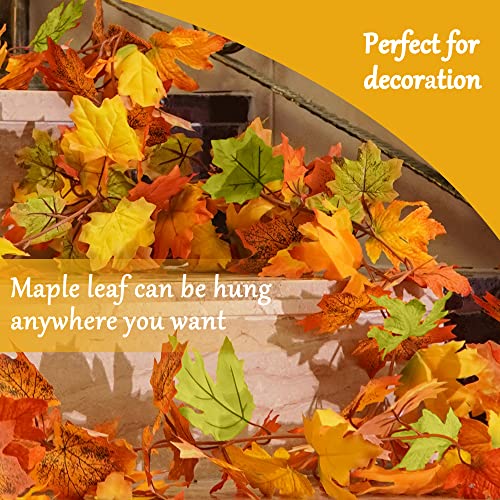 Bemece 2 Pack (5.67 Ft/Pcs) Artificial Maple Leaf Garland Hanging Fall Fake Leave Vines For Indoor Outdoor Party Wedding Home Garden Wall Doorway Fireplace Christmas Decor #TOP3