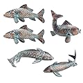 CLYB Garden Koi Fish Statue Sculpture Décor Antique Copper Fish Outdoor Sculptures & Statues Metal Koi Fish Yard Art Ornaments for Outdoors,Patio Decor,Backyard and Home Kitchen Decorations, Set of 5