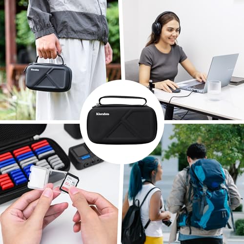 Image of EVA PU Memory Card Case with 48PCS Clear Plastic Memory Card Holder for 24 SD SDHC SDXC & 24 TF MSD Cards,Dual-Protect Water-Resistant Anti-Shock MicroSD SD Card Carrying Organizer with Label