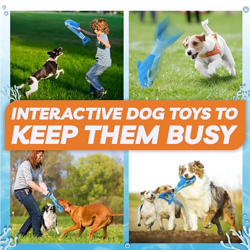Hundespielzeug für große Hunde, quietschendes Hundespielzeug für aggressive Kauer, Plüsch-Kauspielzeug zum Zahnen, interaktives Hai-Hundespielzeug, um sie beschäftigt zu halten, Welpenspielzeug für