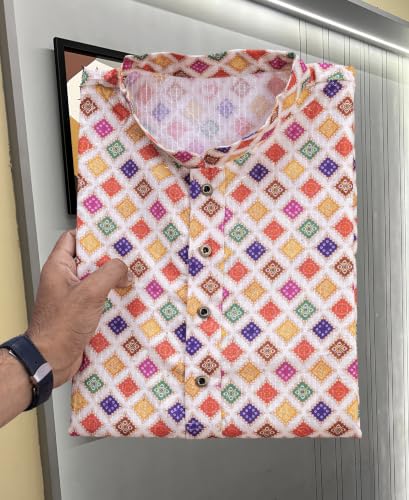 Image of FOXDX Men's Traditional Cotton Floral Printed Only Kurta