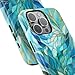 Goodon for iPhone 13 Pro Max Case Cute - Wireless Charging Compatible - Dual-Layer Hard Shell + Silicone Cover - Protective Phone Case with Trendy Designs for Women - Blue Leaves Flower