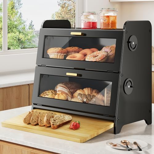 SNTD Bread Box - Kitchen Countertop Bread Storage Container with ...