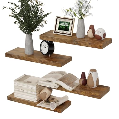 Boswillon Floating Shelves for Wall, 4 Sets Modern Storage Shelves,
