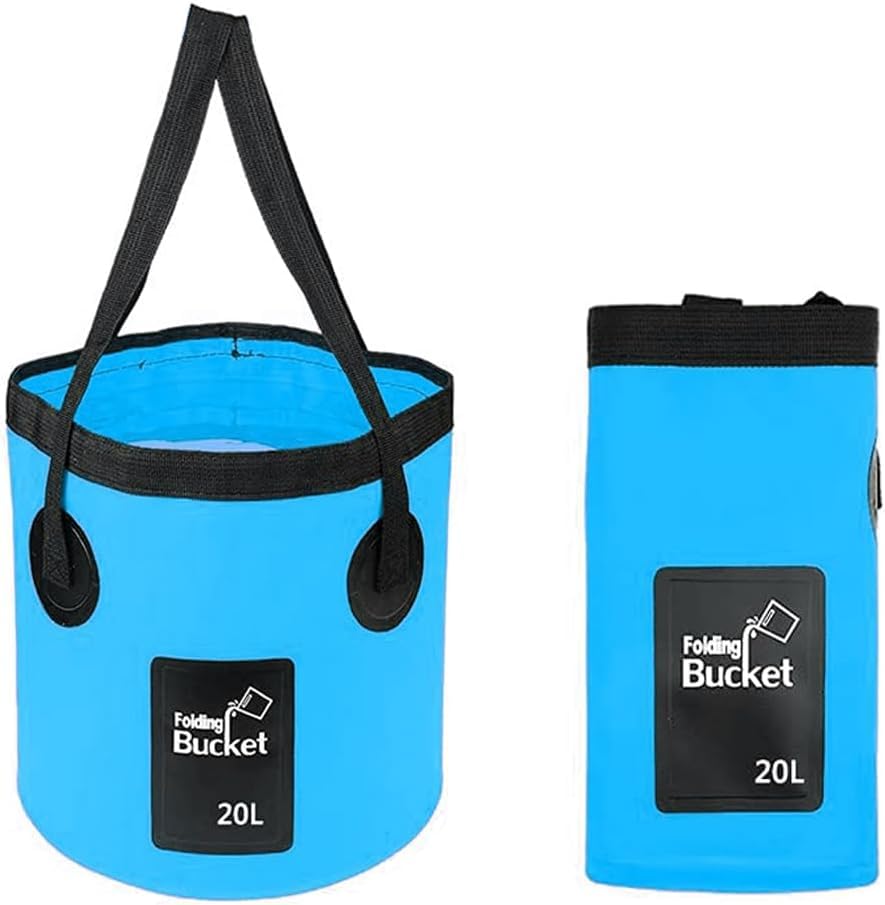 folding bucket,handy folding bucket，Suitable for car washing, gardening, traveling, picnics, fishing, camping, boating, hiking（20L Blue）
