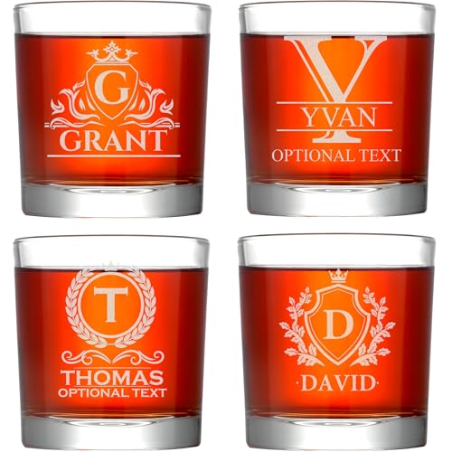 Personalized Whiskey Glass for Men, Custom Bourbon Glasses, Etche...