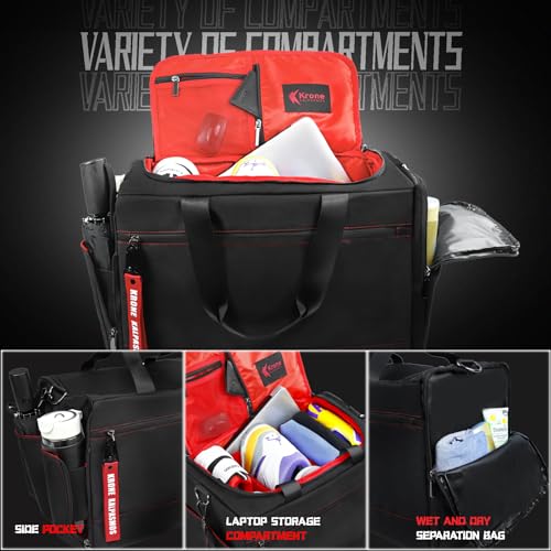 Sneaker Bag for Travel/Sneakerhead gift/Outdoor Sports Bag/Gym Bag, Medium-Size Multi-functional Travel Duffel Bag with 2 Adjustable Dividers, & Shoulder Strap, Made of Nylon, by Krone Kalpasmos-Black3