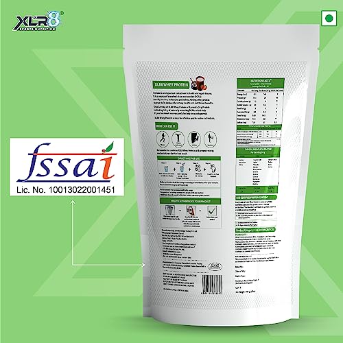 Image of XLR8 Whey Protein Powder with 24 g Protein Content & 5.4 g BCAA (907 g (Pack of 1), Strawberry Lassi)