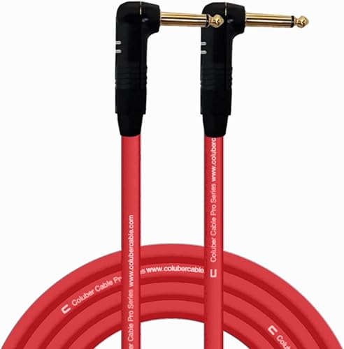COLUBER CABLE TS en ángulo recto de 14 pulgadas a ángulo recto TS de 14 pulgadas - 20 pies - rojo - conector de micrófono Pro de 3 pines para
